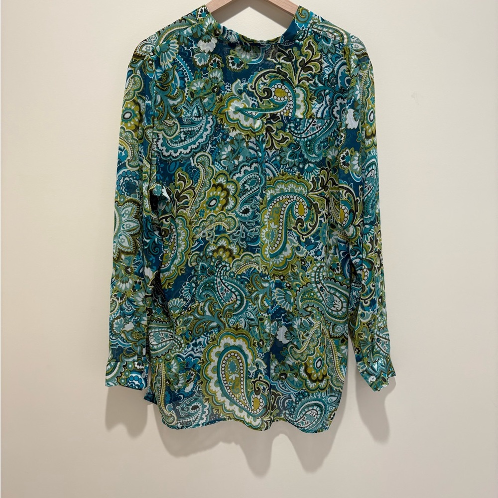 Susan Graver Button Front Sheer Blouse - Picture 6 of 6